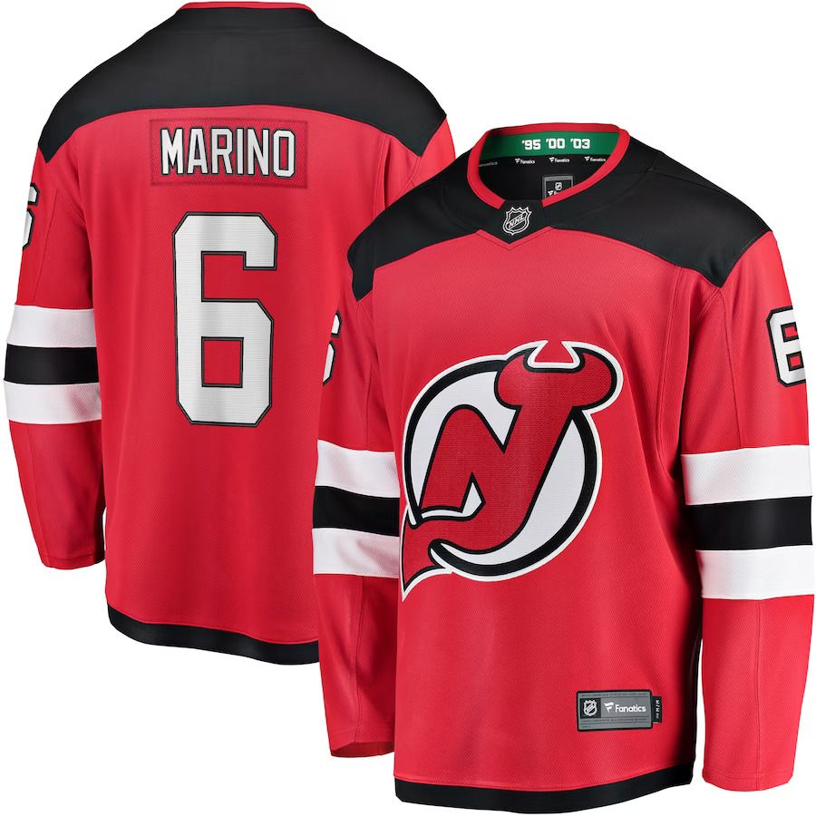 Men New Jersey Devils #6 John Marino Fanatics Branded Red Home Breakaway Player NHL Jersey